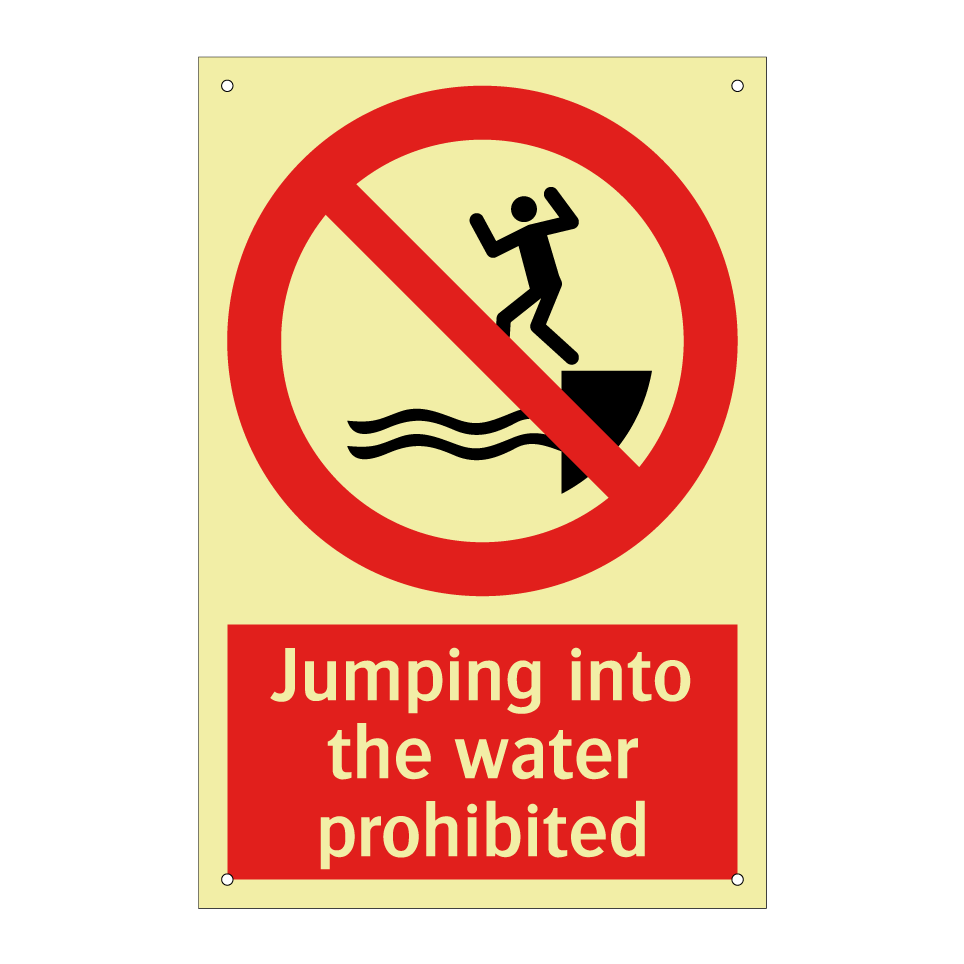 Jumping into the water prohibited