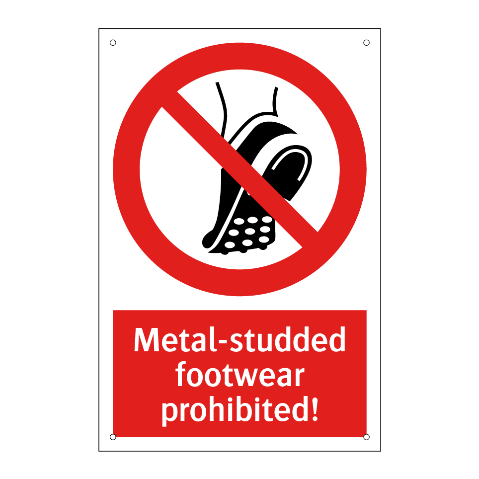 Metal-studded footwear prohibited!