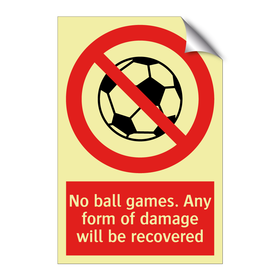 No ball games. Any form of damage will be recovered