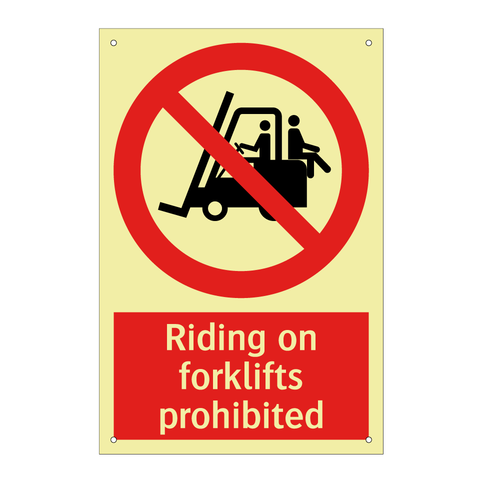 Riding on forklifts prohibited