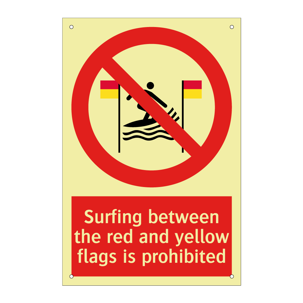Surfing between the red and yellow flags is prohibited