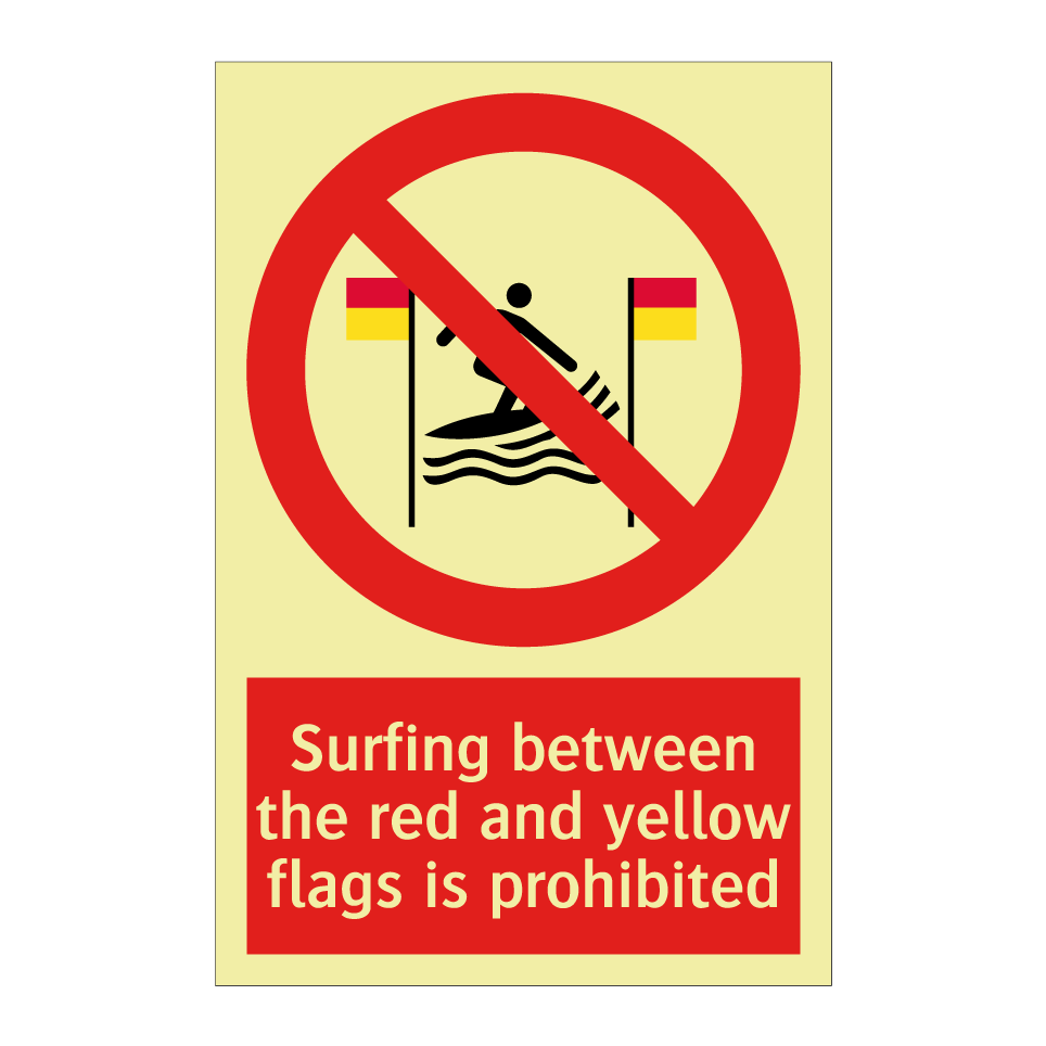 Surfing between the red and yellow flags is prohibited