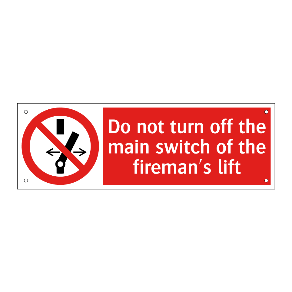 Do not turn off the main switch of the fireman's lift