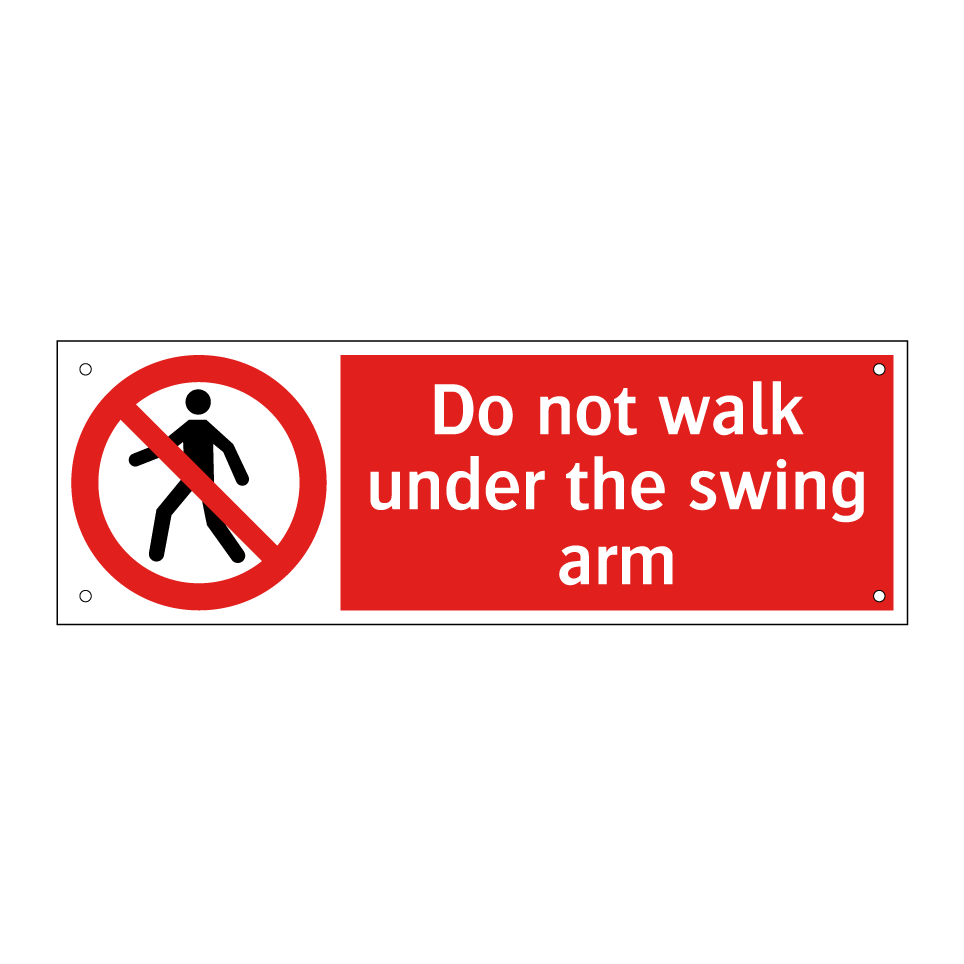 Do not walk under the swing arm
