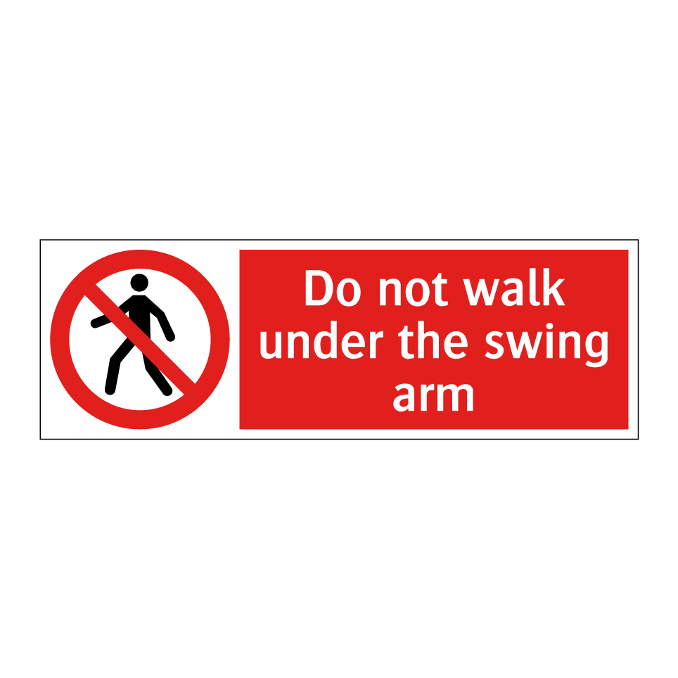 Do not walk under the swing arm