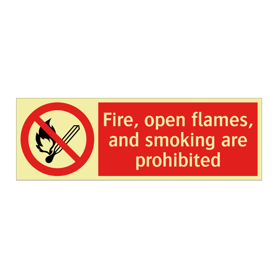 Fire, open flames, and smoking are prohibited