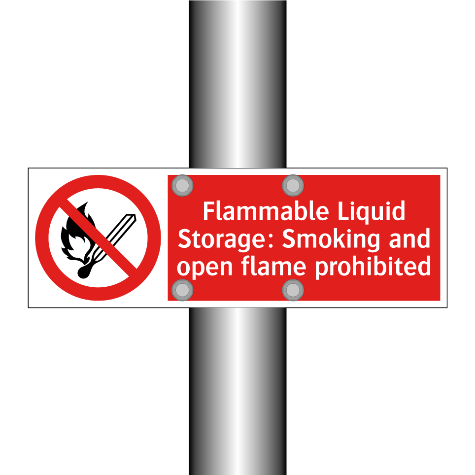 Flammable Liquid Storage: Smoking and open flame prohibited