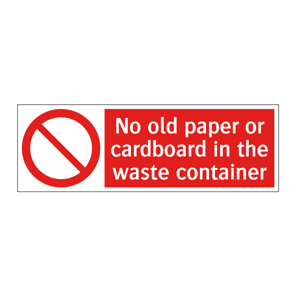 No old paper or cardboard in the waste container