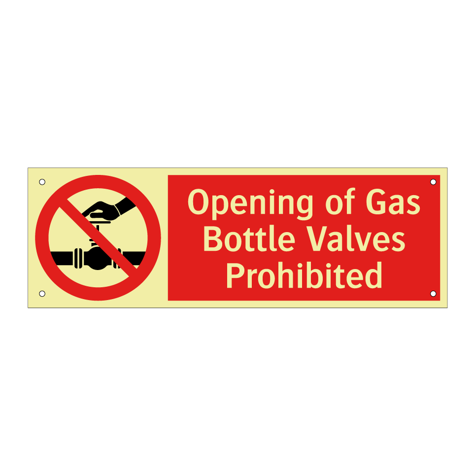 Opening of Gas Bottle Valves Prohibited