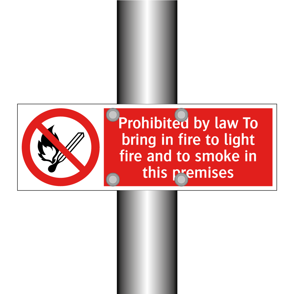 Prohibited by law To bring in fire to light fire and to smoke in this premises