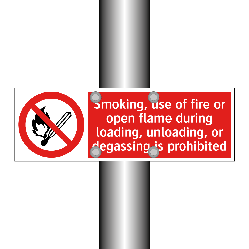 Smoking, use of fire or open flame during loading, unloading, or degassing is prohibited