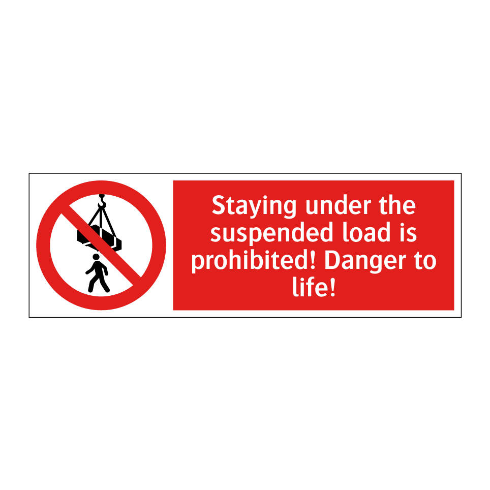 Staying under the suspended load is prohibited! Danger to life!