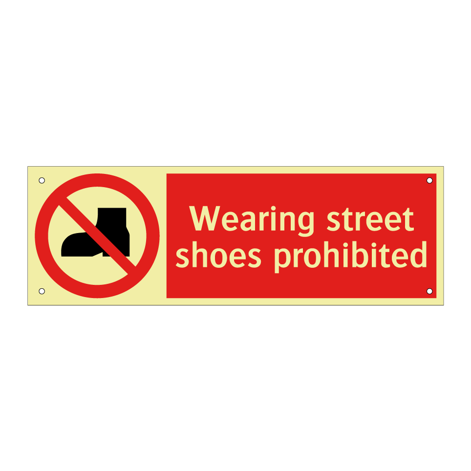 Wearing street shoes prohibited