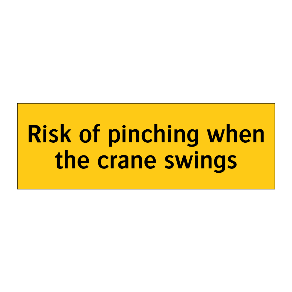 Risk of pinching when the crane swings