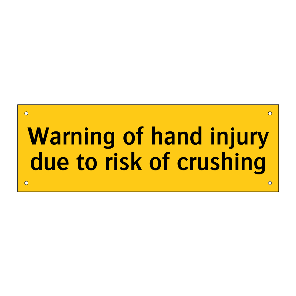 Warning of hand injury due to risk of crushing