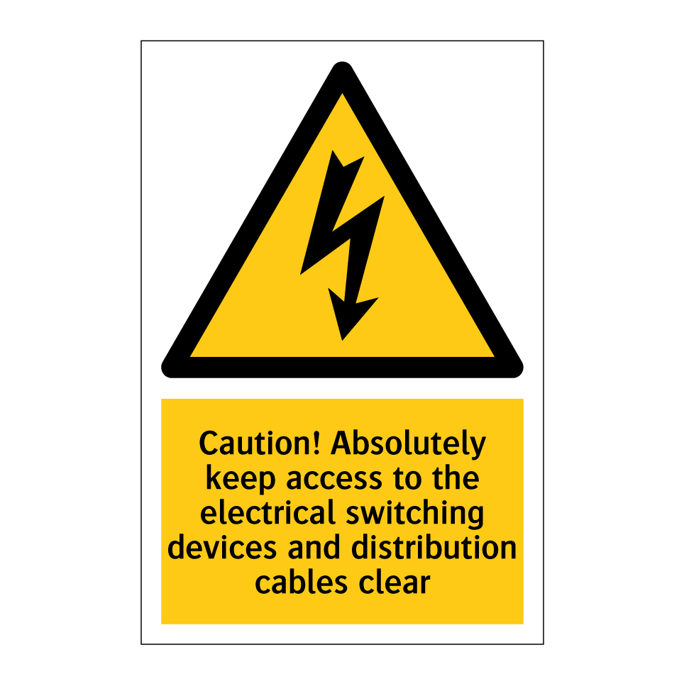 Caution! Absolutely keep access to the electrical switching devices and distribution cables clear