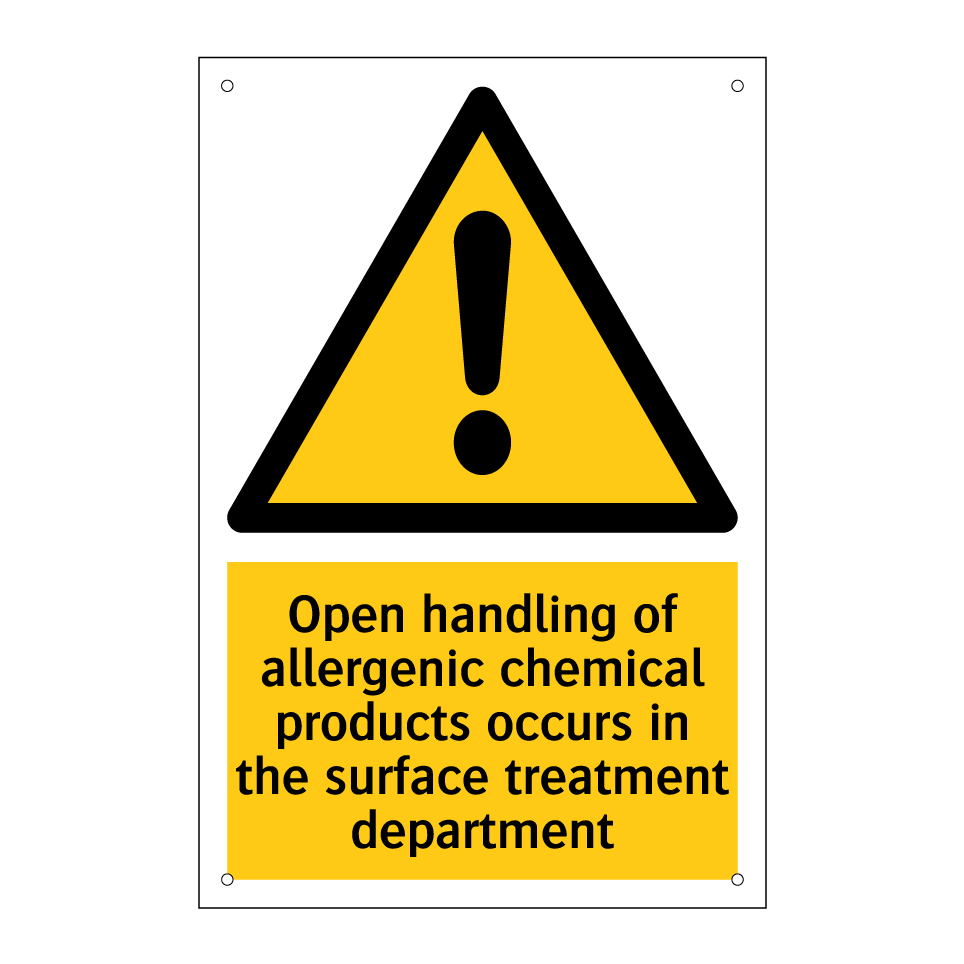 Open handling of allergenic chemical products occurs in the surface treatment department