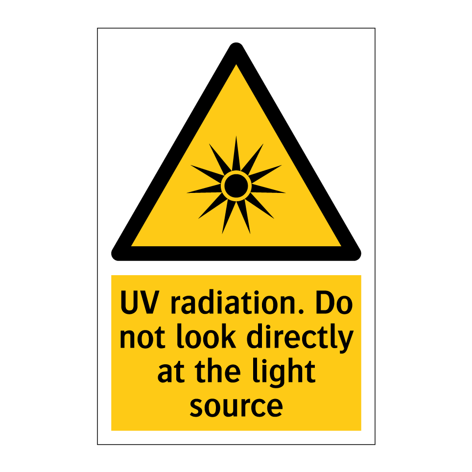UV radiation. Do not look directly at the light source