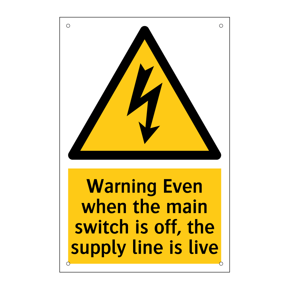 Warning Even when the main switch is off, the supply line is live