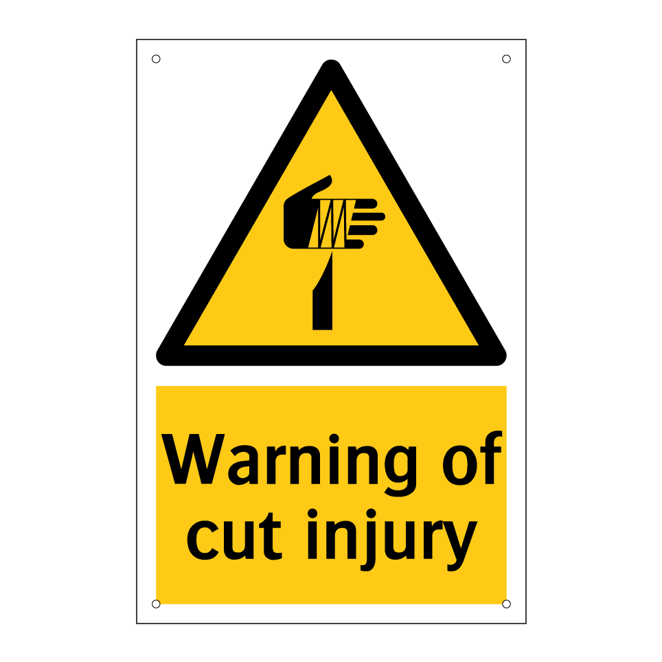 Warning of cut injury