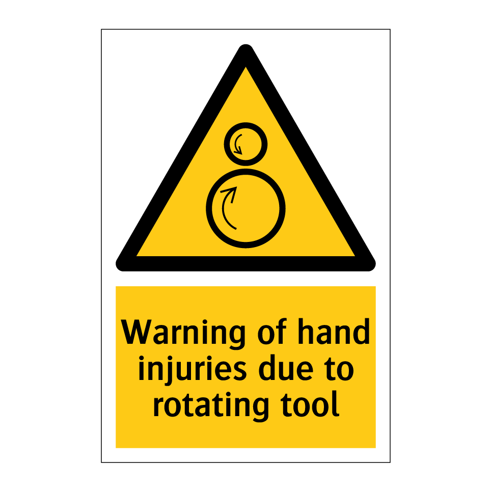 Warning of hand injuries due to rotating tool