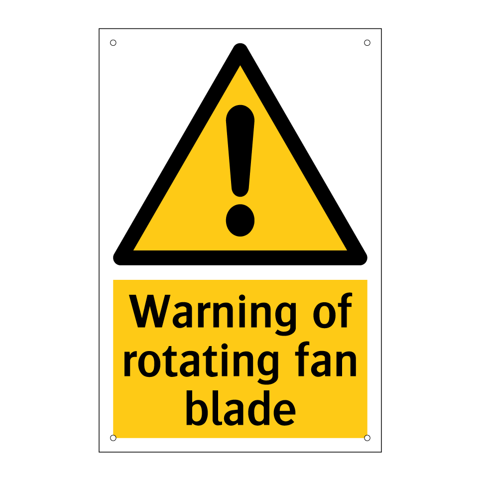 Warning of rotating fan blade