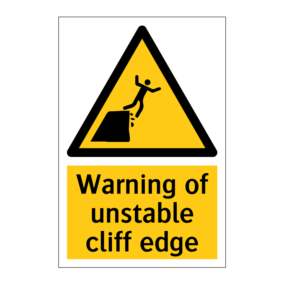 Warning of unstable cliff edge