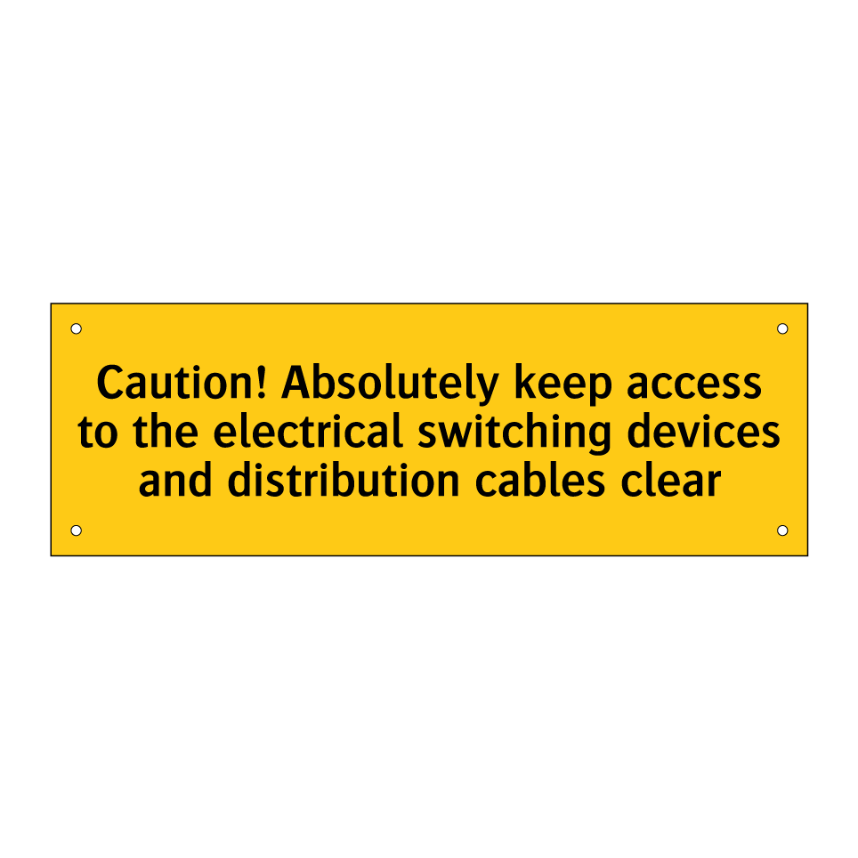Caution! Absolutely keep access to the electrical switching devices and distribution cables clear
