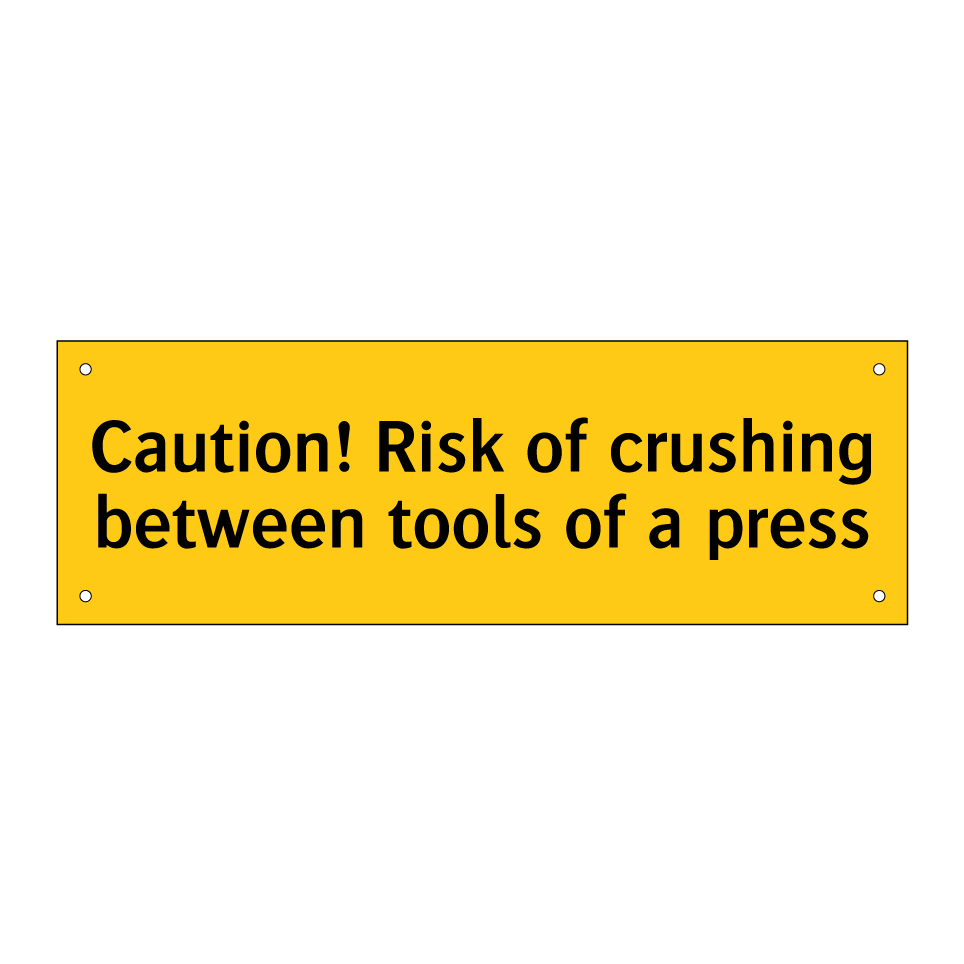 Caution! Risk of crushing between tools of a press