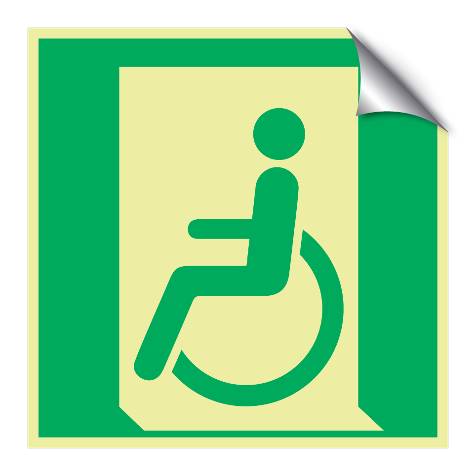 E026 Emergency exit for people unable to walk or with walking impairment (left)