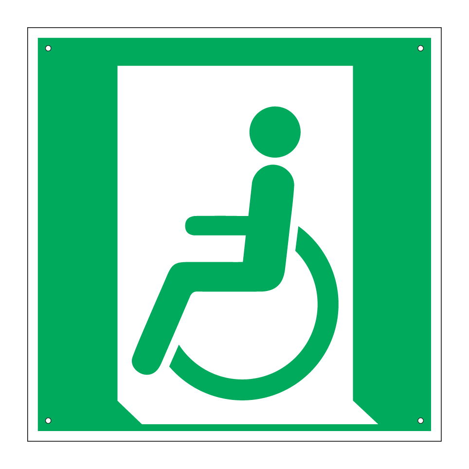 E026 Emergency exit for people unable to walk or with walking impairment (left)