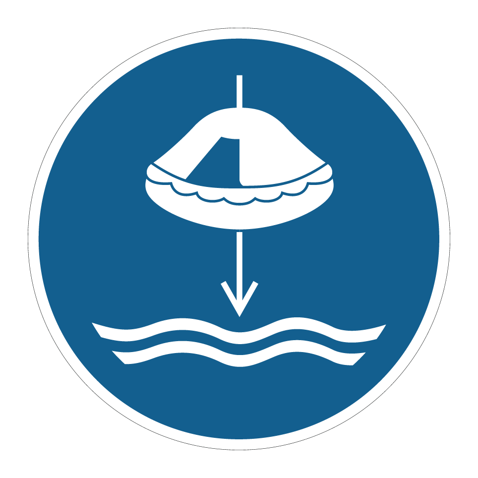 M040 Lower liferaft to the water in launch sequence