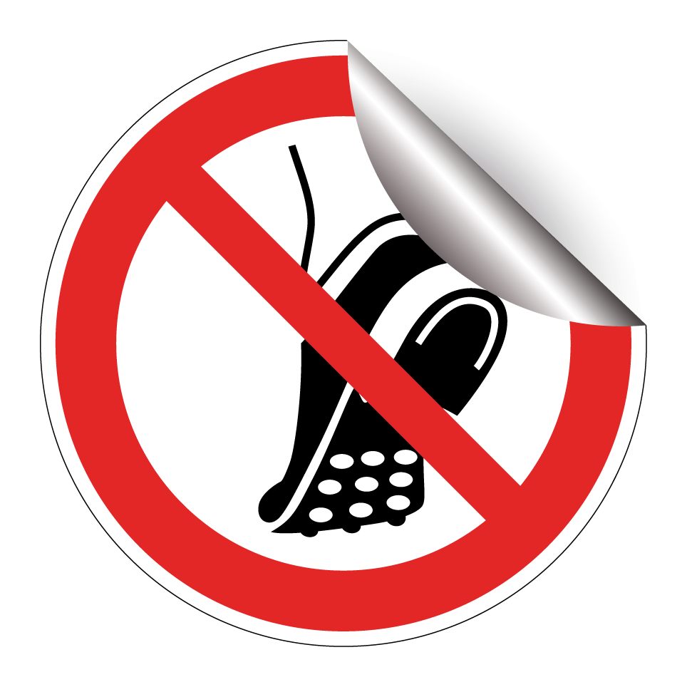 P035 Do not wear metal-studded footwear