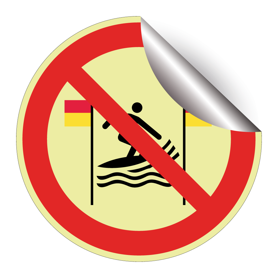 P064 No surfing between the red-and-yellow flags