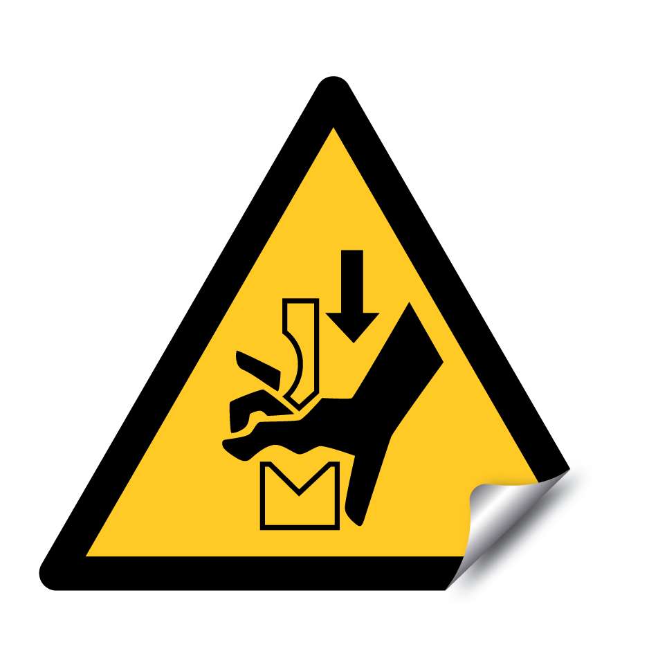 W030 Warning Hand crushing between press brake tool