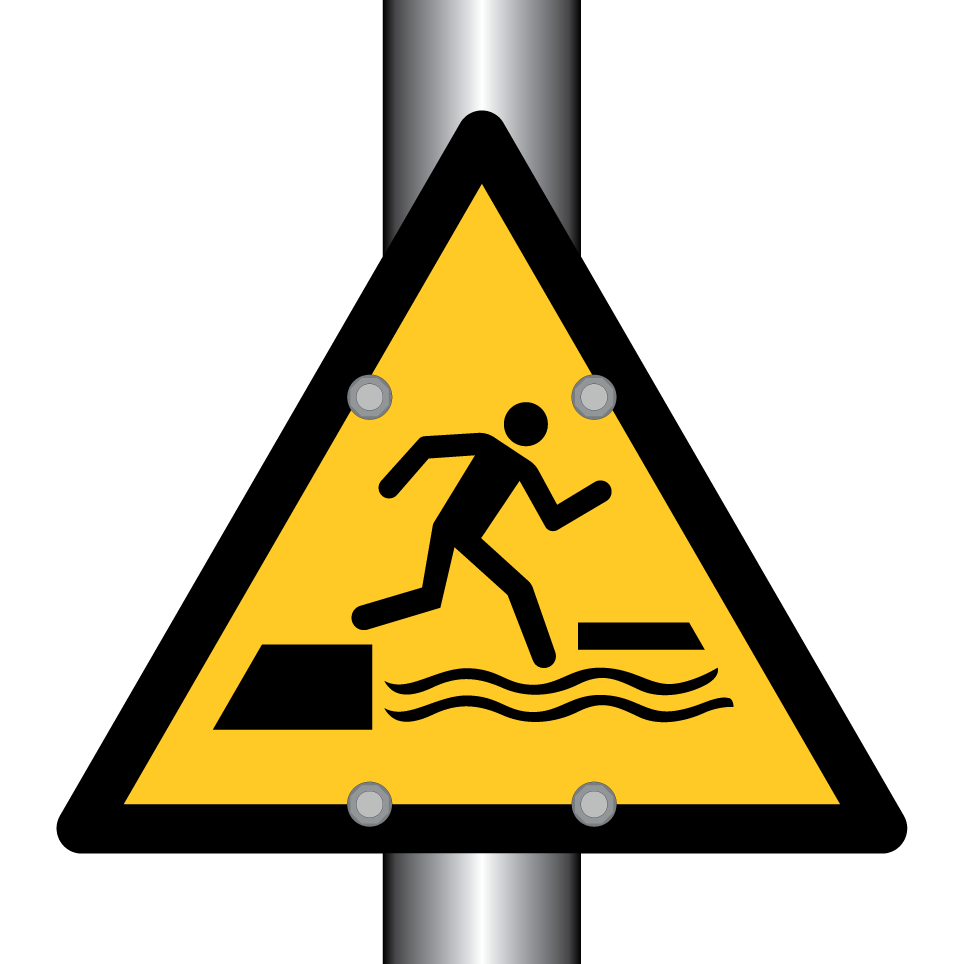 W068 Warning Falling into water when stepping on or off a floating surface