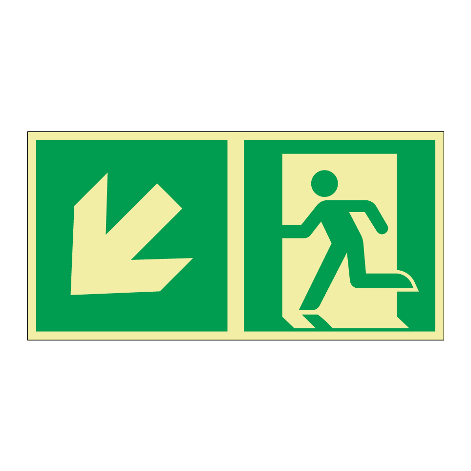 Emergency exit down left with dividing line
