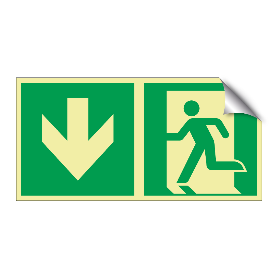 Emergency exit down with dividing line