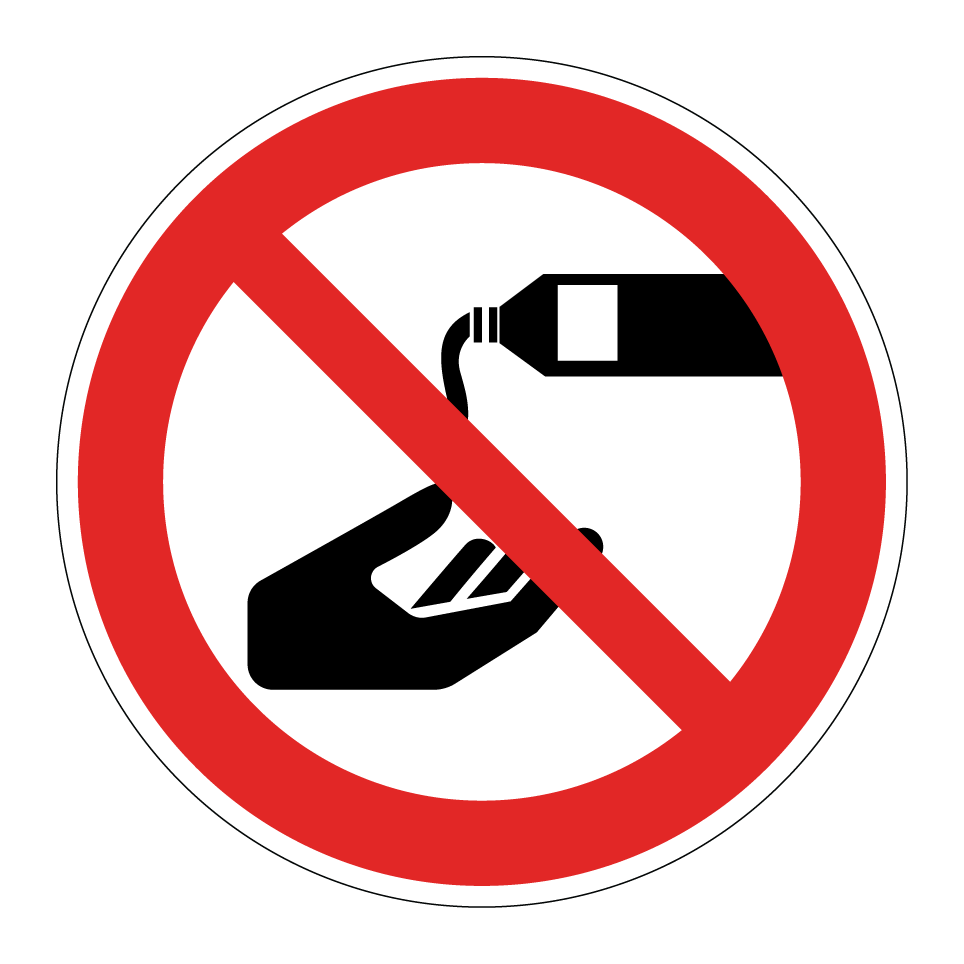 Do not pour chemicals on hand