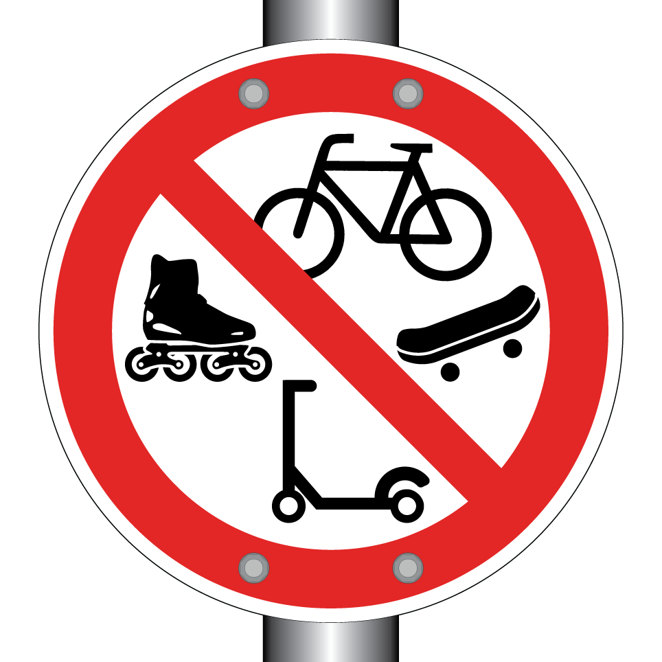 No bicycles, rollerblading , scooters or skateboards