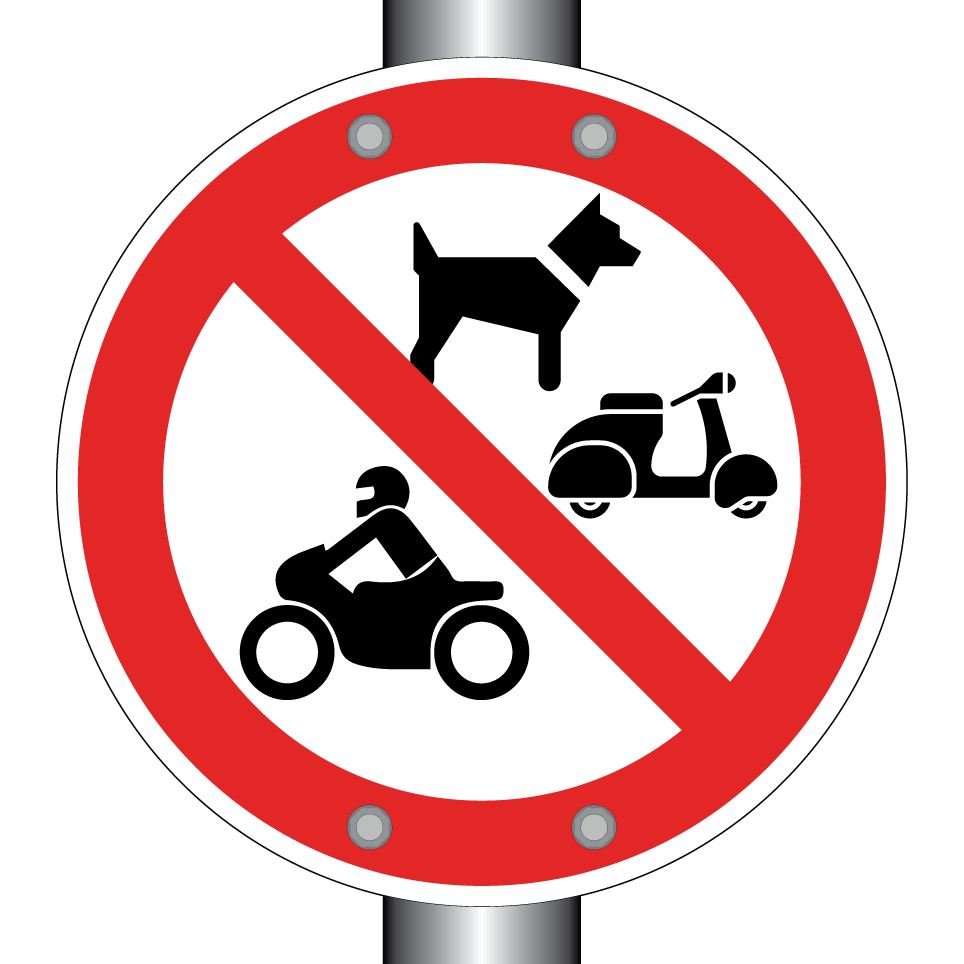 No dogs motorcycles or mopeds