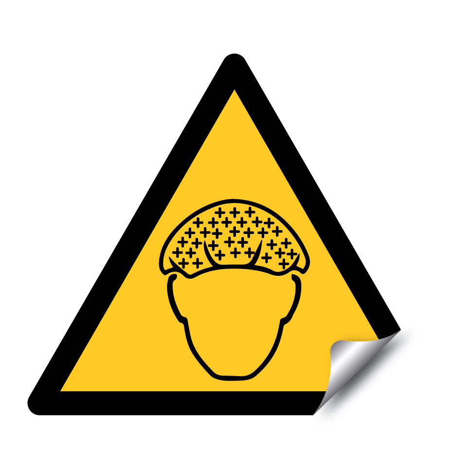 Warning hair protection required