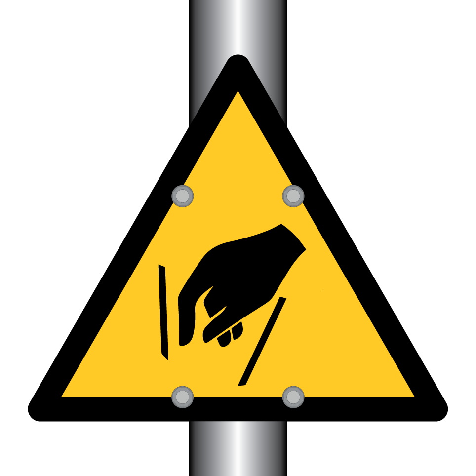 Warning hand entrapment hazard
