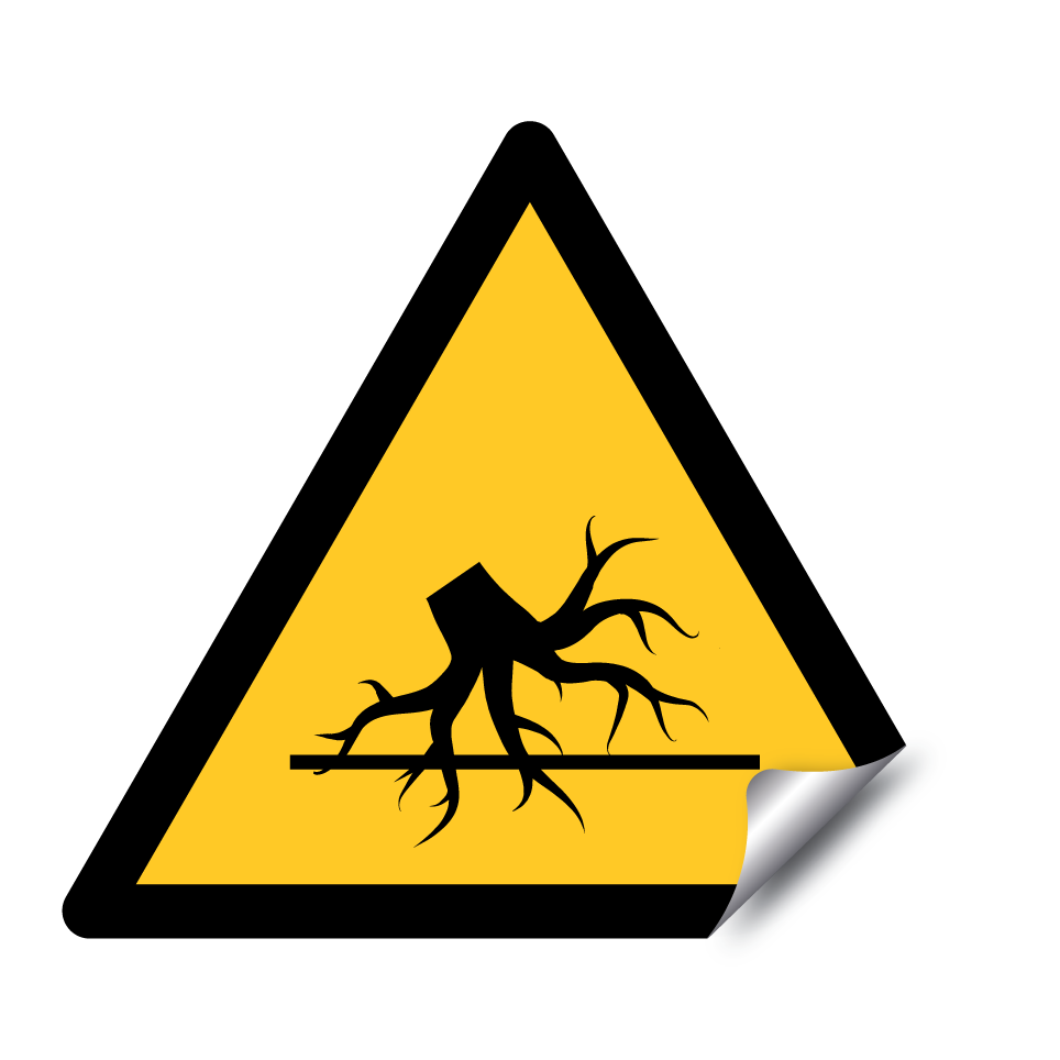 Warning tree roots hazard