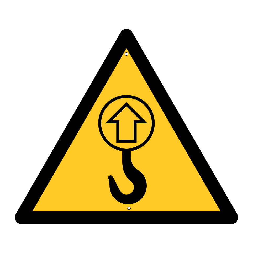Warning overhead crane hook