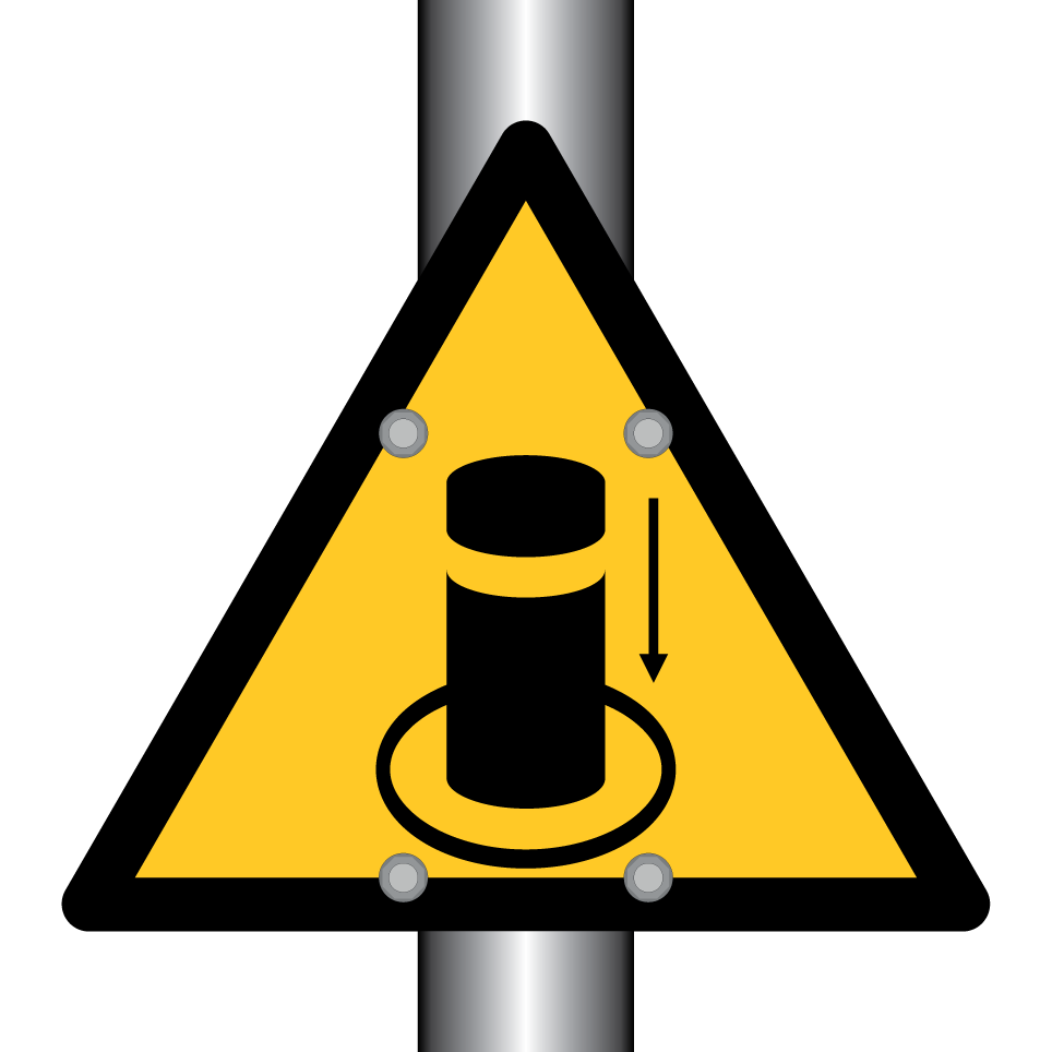 Warning retractable bollard/post