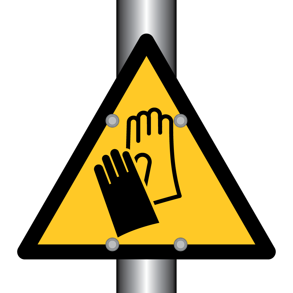 Warning wear protective gloves