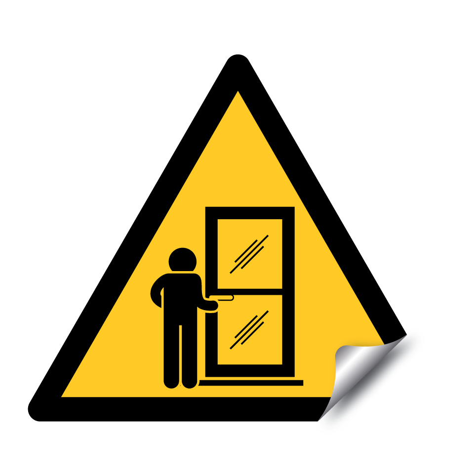 Warning glass door