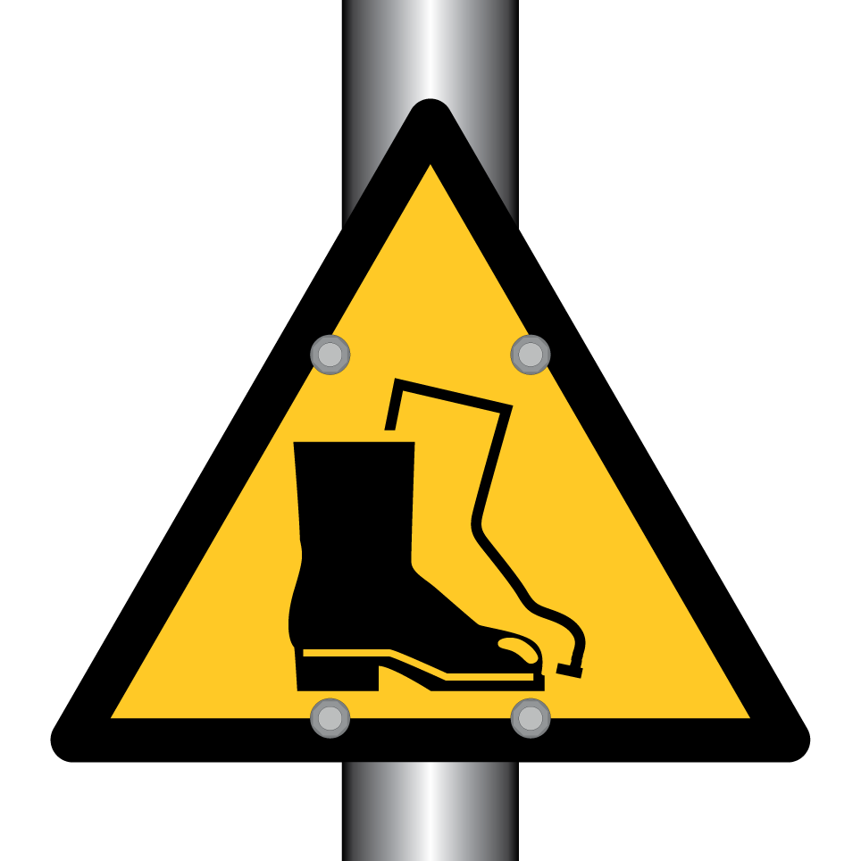 Warning protective footwear required