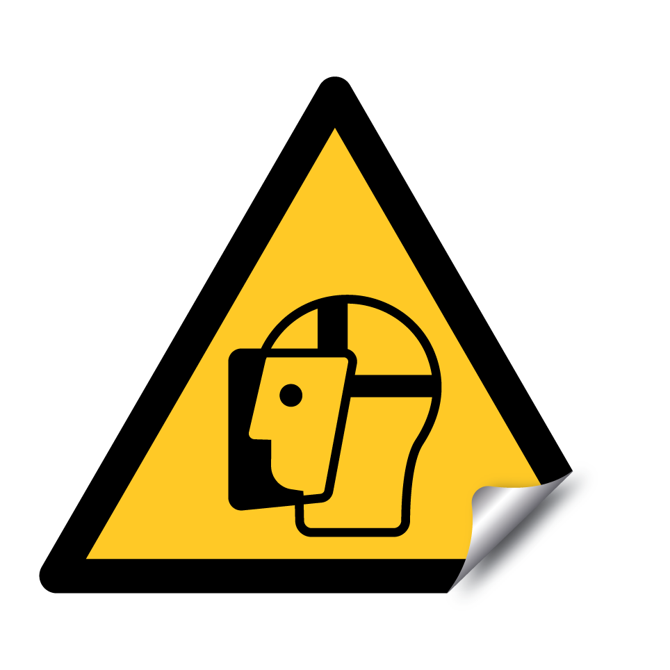 Warning face shield required